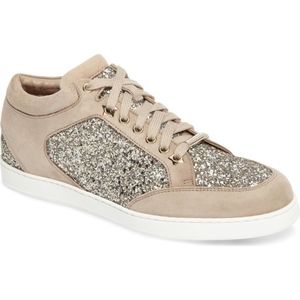 Jimmy Choo Miami Mid Top Glitter Sneaker